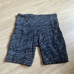 Lululemon Fast and Free Zebra Patterned Biker Shorts